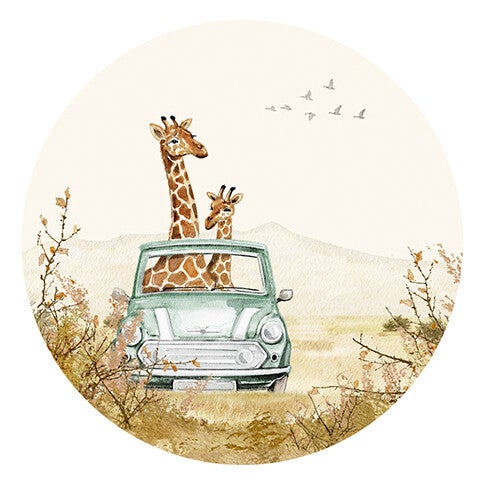 Muursticker Giraffen Auto