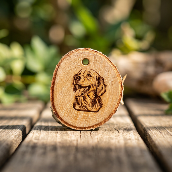 Houten Boomstamschijf 'Golden Retriever'