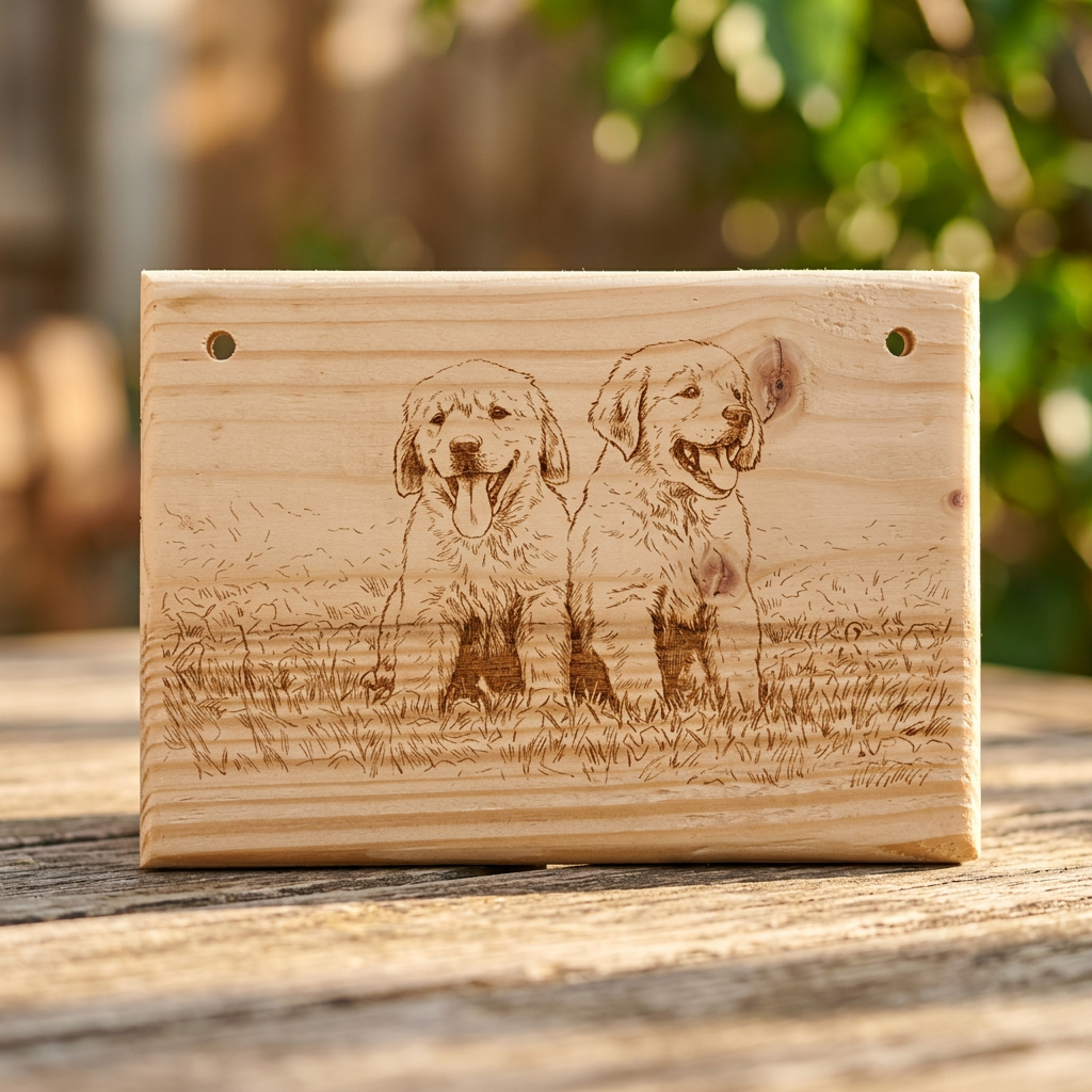 Houten Wandbord 'Golden Retrievers'