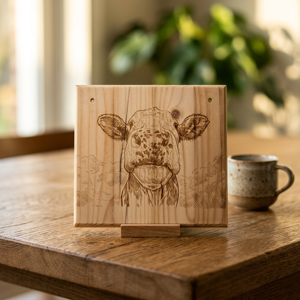 Houten Wandbord "Hollandse Koe"