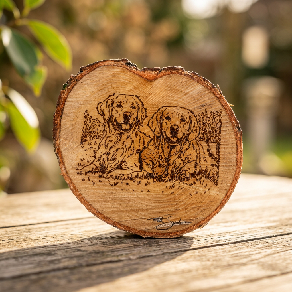 Boomstamschijf - Golden Retriever Duo