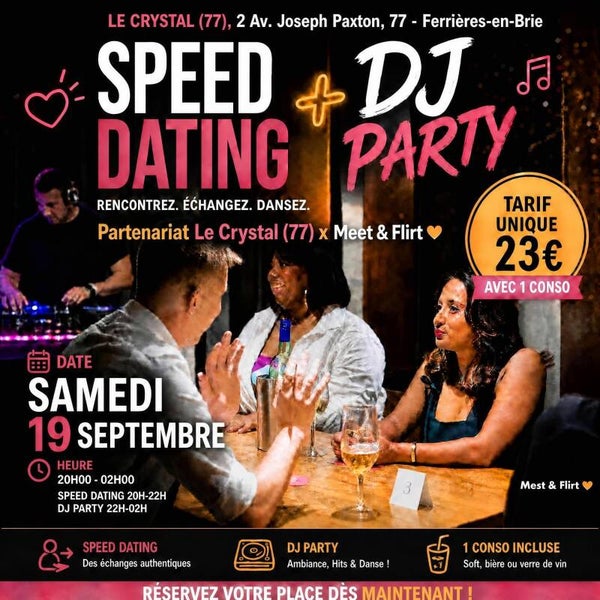Speed Dating + DJ PARTY ✨ Crystal (77) X Meet & Flirt