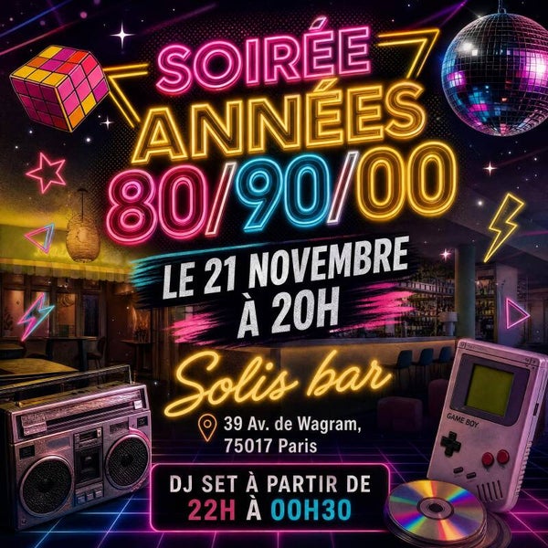 ⚪ Soirée années 80/90/00 entre célibataires✨ Bar d'Hôtel 5* (Champs-Élysées)