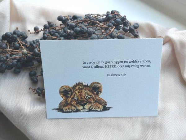 In vrede zal ik gaan liggen en weldra slapen, want U alleen, HEERE, doet mij veilig wonen.