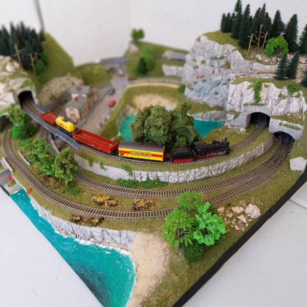 Model railroad layout in HO scale.