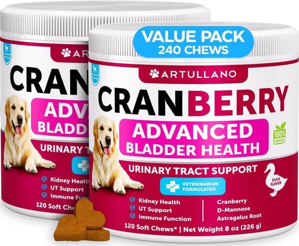Dog UTI Treatment Cranberry Supplement and Bladder Control for Dogs UTI Chewable Treats (2 Pack)