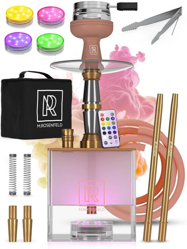 Rose Gold Hookah Set 2 Hose YADO Square Hookah