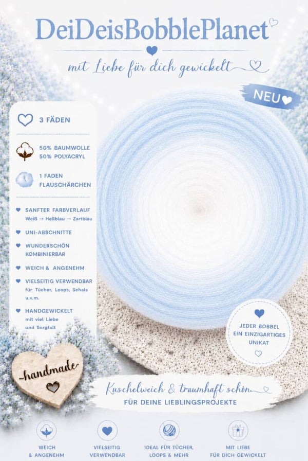 Flauschi weiß / hellblau