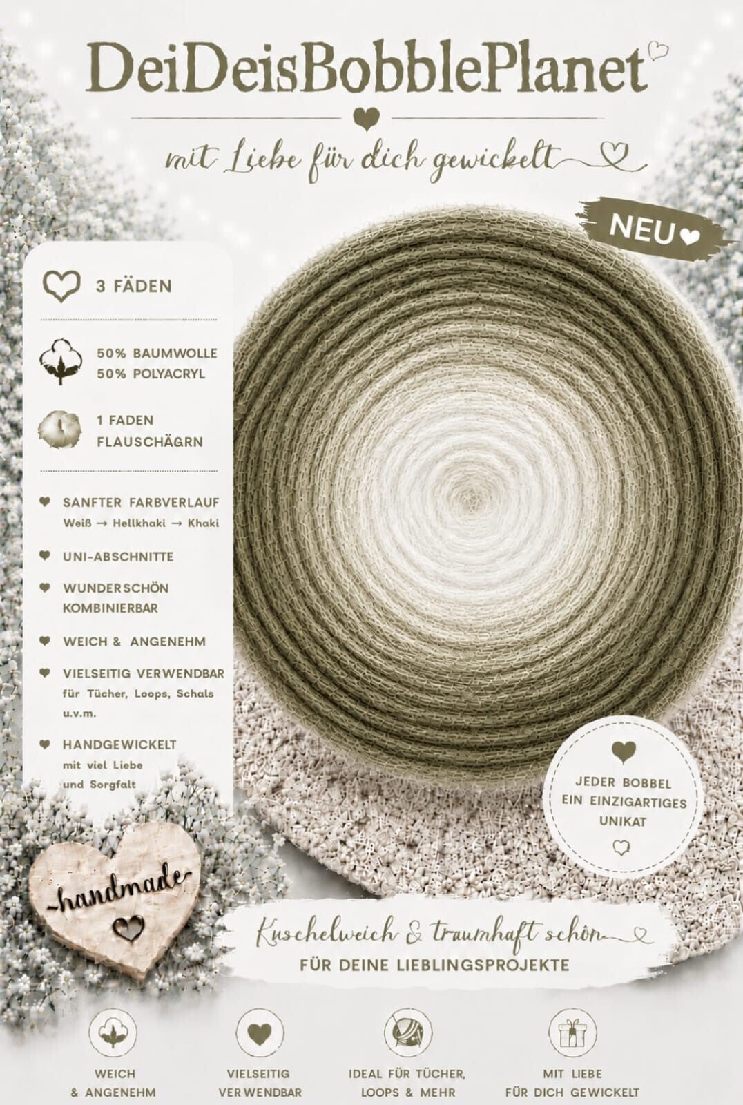 Flauschi weiß / khaki