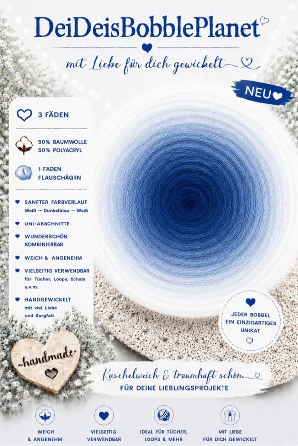 Flauschi Dunkelblau / weiß