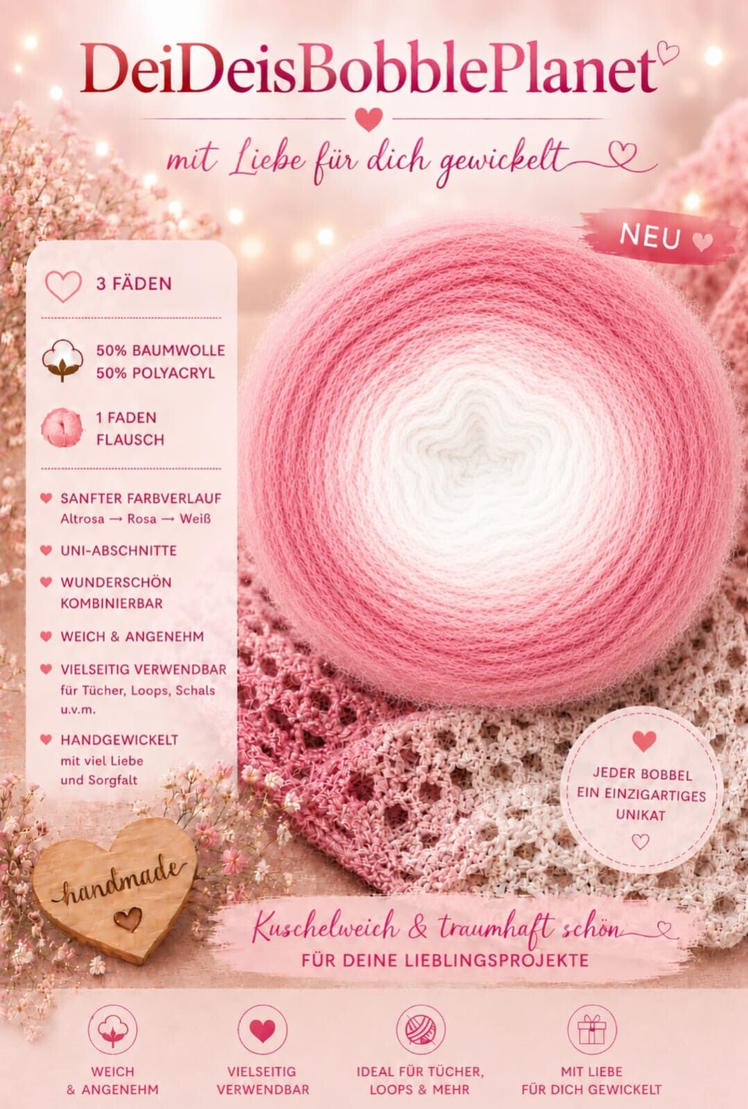 Flauschi weiß / altrosa