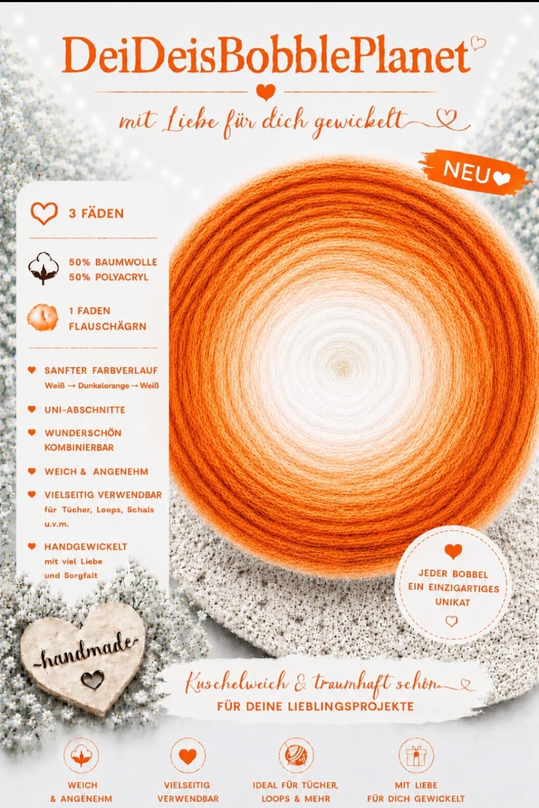 Flauschi weiß / orange