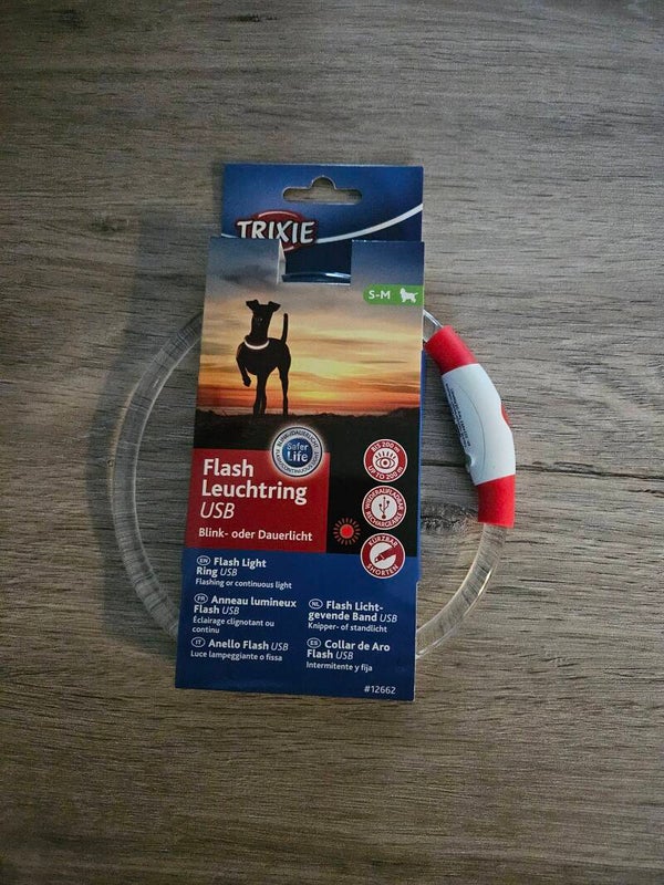 Trixie halsband USB flash light lichtgevend oplaadbaar TPU 40X0,8 cm