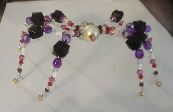 Beaded Spider with Purple Accents