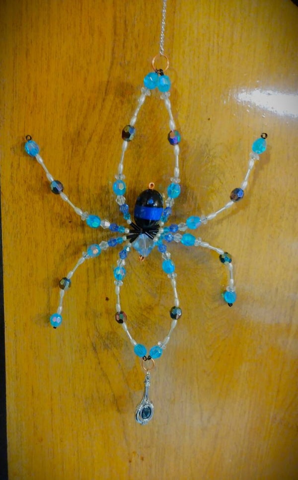 Beaded Blue Spider Sun Catcher