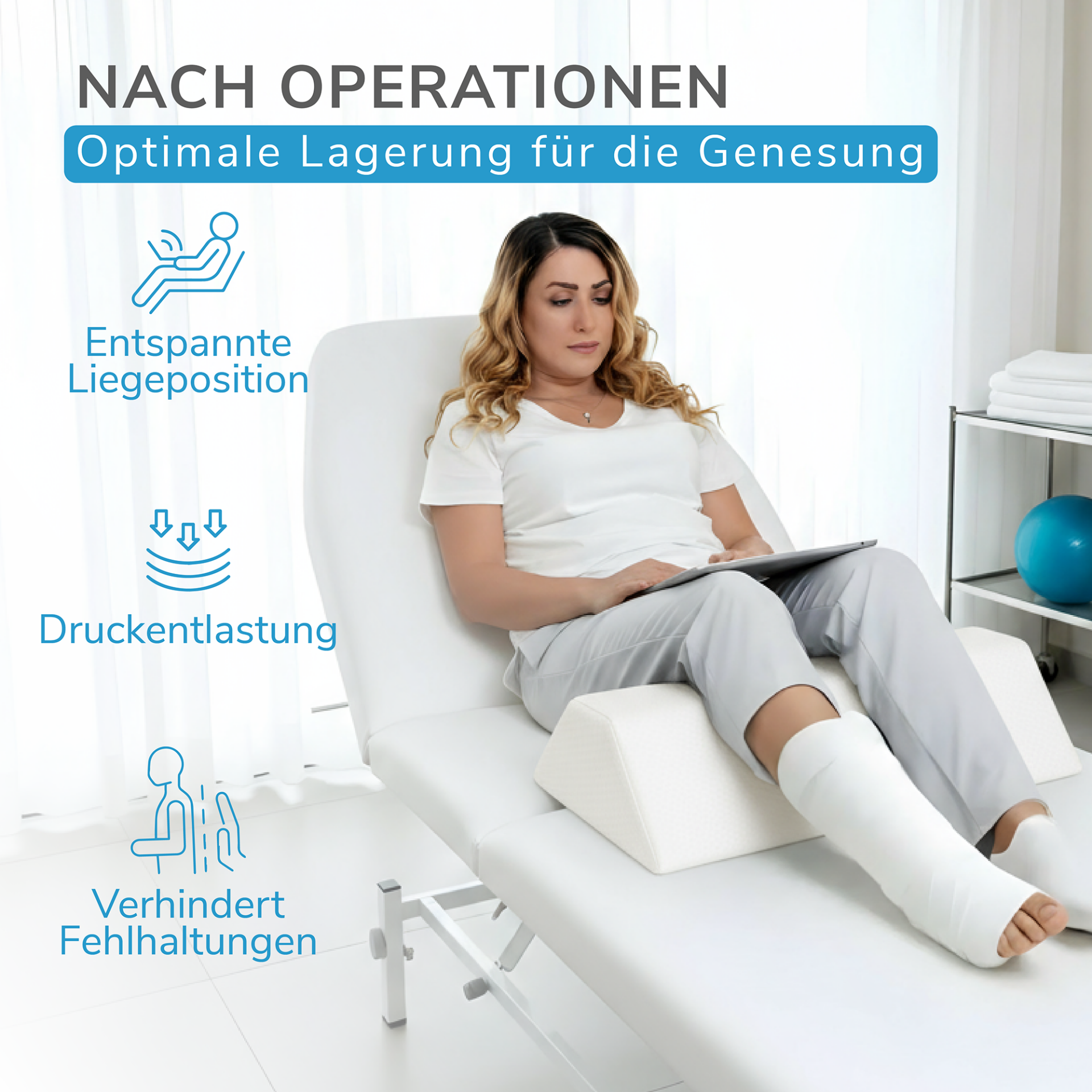 Nach einer Operation in der Ordination Füsse hochlagern