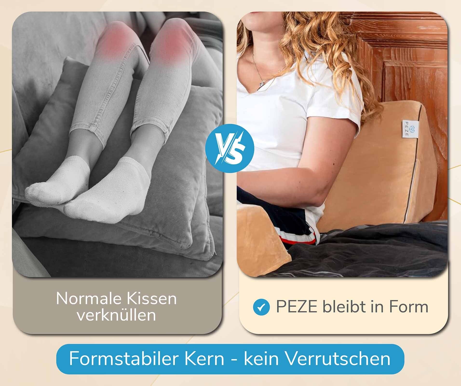 Die Peze Kissen verknittern nicht und bleiben in Position