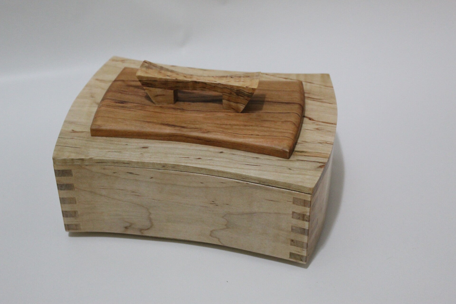 Spalted Curly Maple with Figured Cherry Keepsake Box