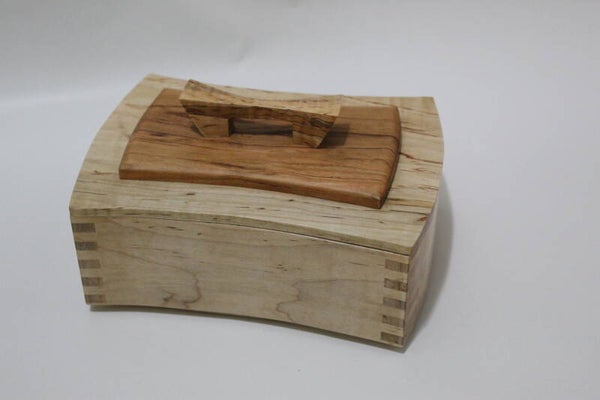 Spalted Curly Maple with Figured Cherry Keepsake Box