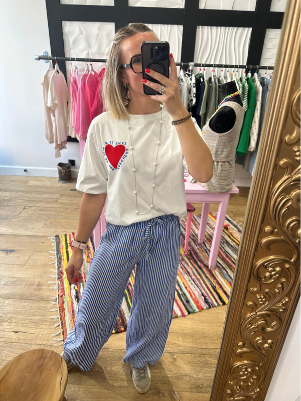 Pantalon Cléa rayé - Bleu foncé