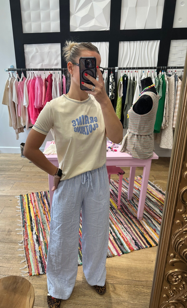Pantalon Cléa rayé  - Bleu ciel