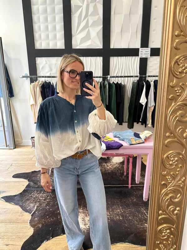 Blouse Tie and Die Bleu