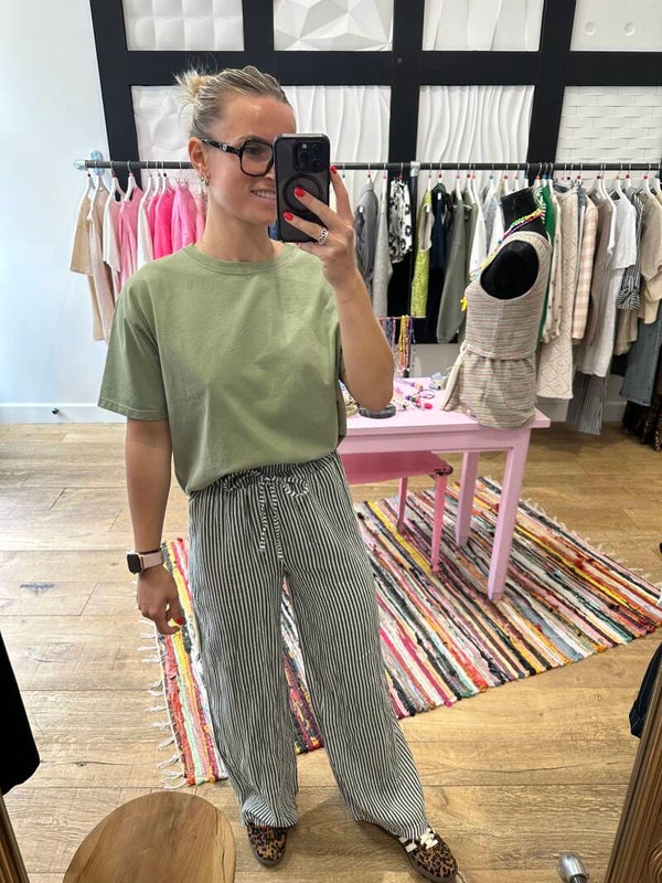 Pantalon Cléa rayé - Kaki