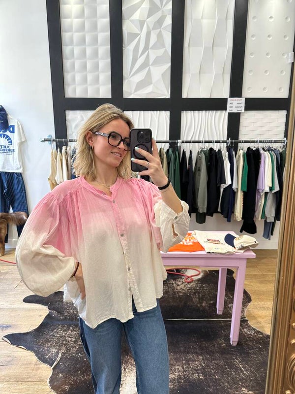Blouse Tie and Die Rose