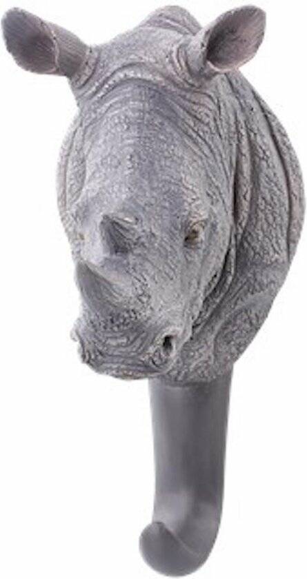 Neushoorn haak - dieren kapstok - ophang haak- dieren - 10 x 23 x 15 cm