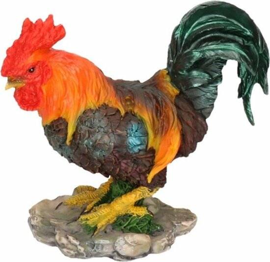 Haan/kip boerderijdieren beeldje 12 cm - Tuin decoratie/woonaccessoires dieren beelden