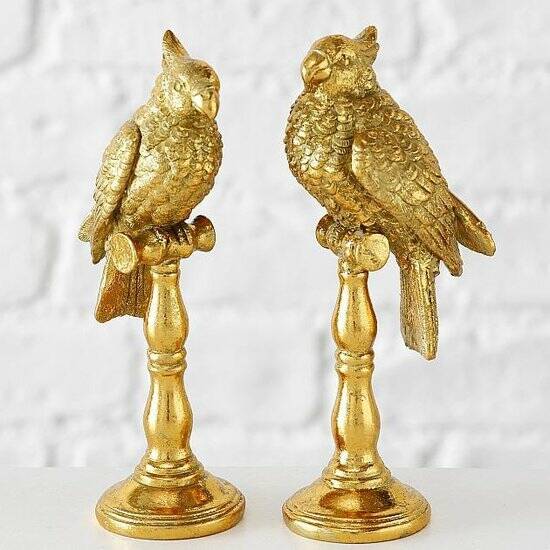 Papegaai - 2 set - Polyserin- Goud - 21cm - Beeld - Decoratie