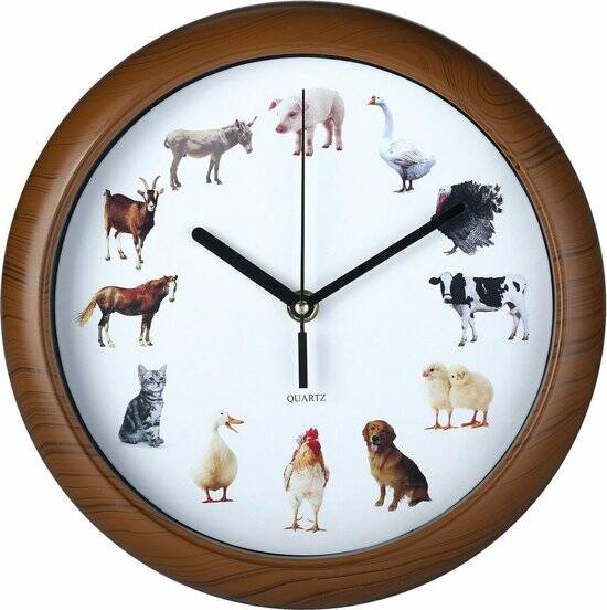 Klok met dieren geluiden