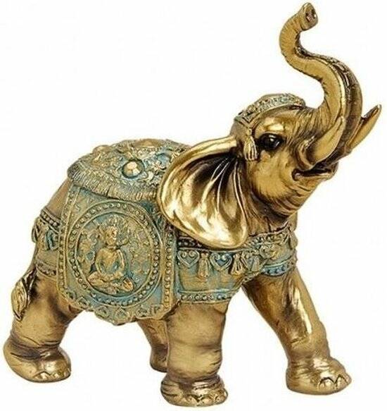 Olifant dieren beeldje goud 16 cm