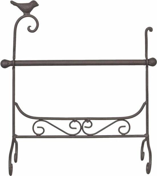 6Y1496 - Keukenrolhouder - 24 x 15 x 30 cm - ijzer - bruin