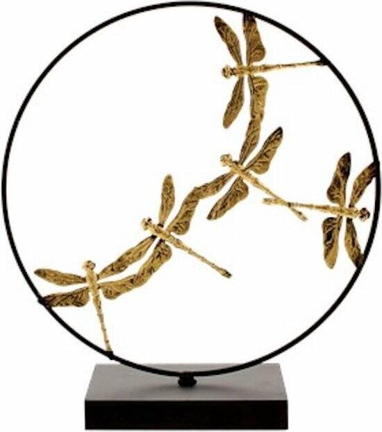 Decoratief libelle ornament - metaal - 8 x 23 x 25 - dieren