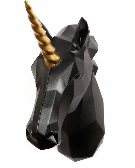 Walplus Eenhoorn - Wanddecoratie - Geometrisch - Zwart/Goud