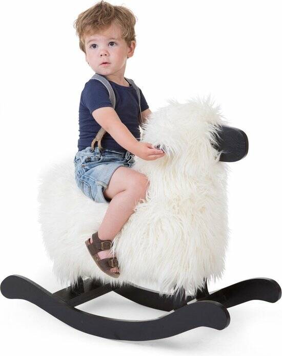 CHILDWOOD Schommelschaap wit en zwart CWRSHBL