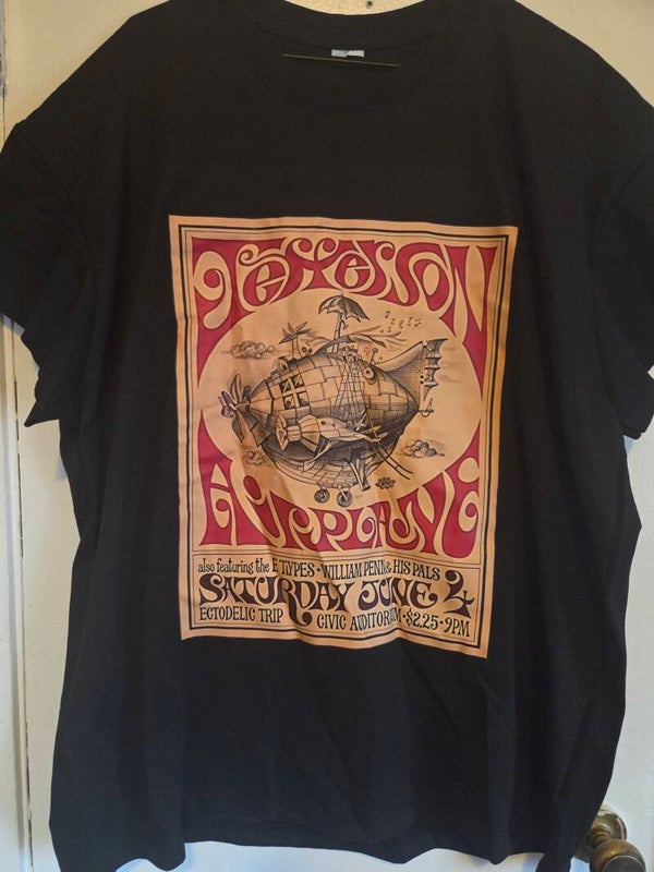 Jefferson Airplane - San Jose Coliseum 1966 Black T-Shirt #251 (2XL)