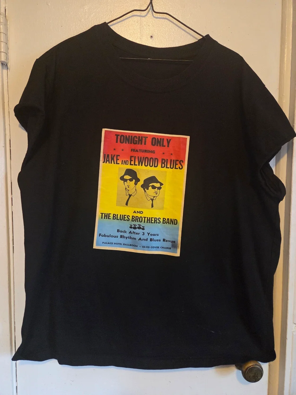 The Blues Brothers - 1980 Palace Hotel Ballroom Concert Poster Black T-Shirt #111 (Size 2XL)