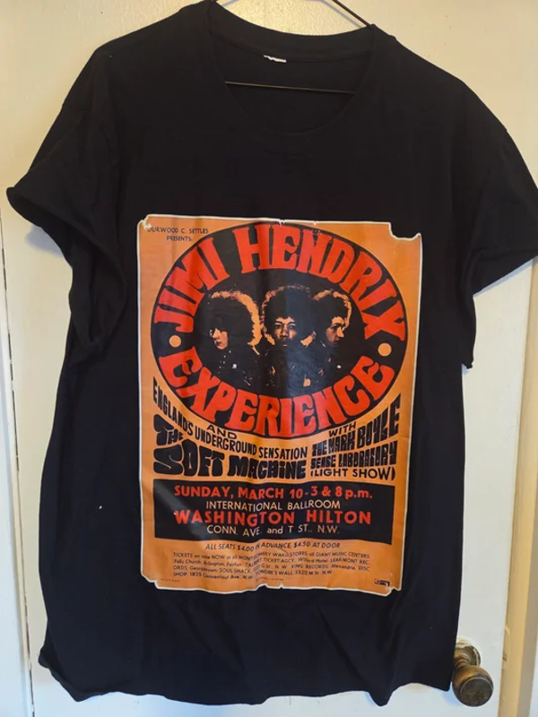 Jimi Hendrix - The Washington Hilton 1968 Black T-Shirt #132 (2XL)