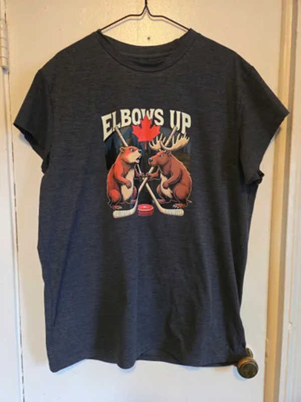 Go Canada - Elbows Up Black T-Shirt #197 (L)