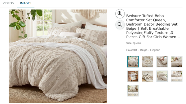Bedsure Tufted Boho Comforter Set Queen, Bedroom Decor Bedding Set Beige