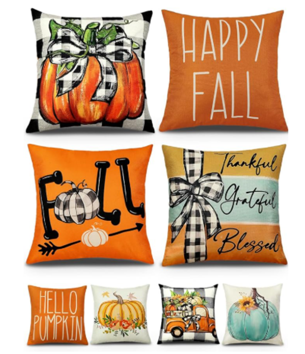 Fall Pillow Covers 18x18 4Pcs Double-Sided Print for Home Decor