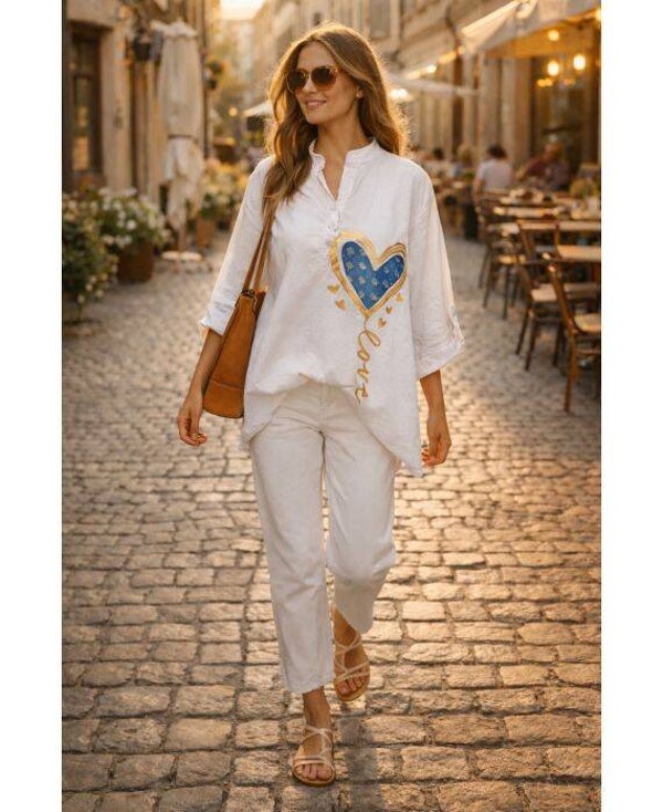 Chemise longue coeur jaune taille unique