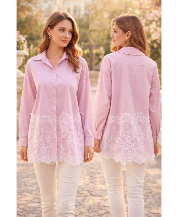 Chemise dentelle rose taille unique