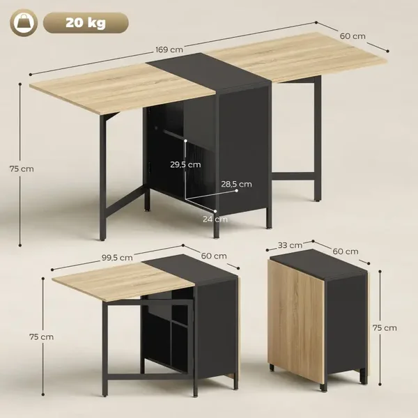 MESA ABATIBLE COMEDOR CON ALAS ABATIBLES