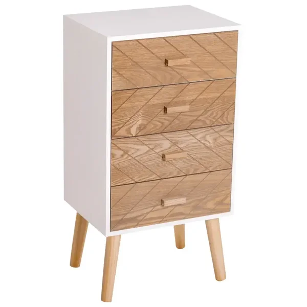 COMODA 4 CAJONES MODELO NORDICO BLANCO/ MADERA NATURAL