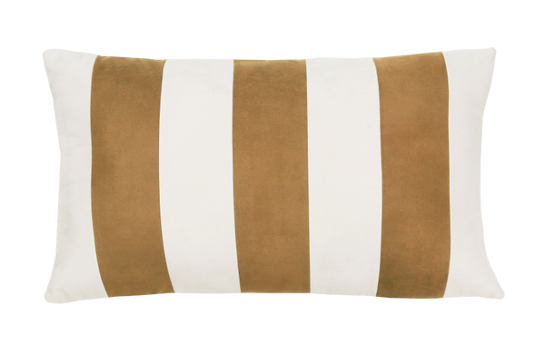 Kussen suéde streep mocha mousse zand 36x60cm