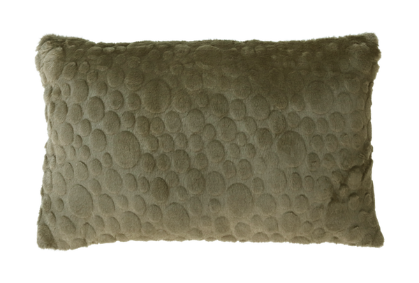 Kussen bont suede dot olijf 57x37cm