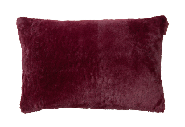 Kussen bont linnen bordeaux 57x37cm